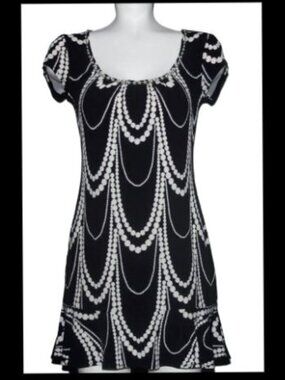 White House Black Market Pearl Trimmed Mini Dress Small